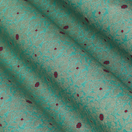 Green Color Pauri Meena Brocade Fabric