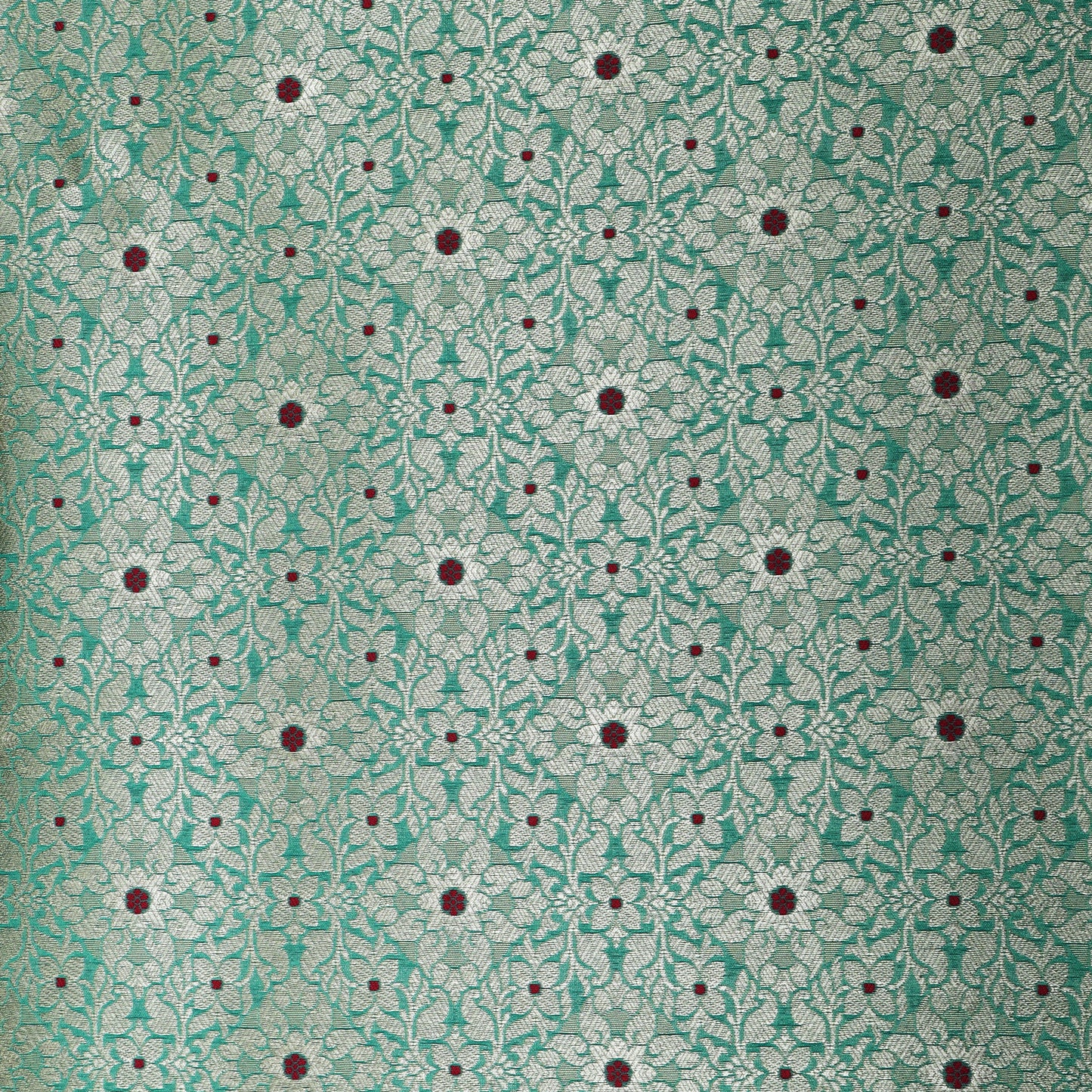 Green Color Pauri Meena Brocade Fabric