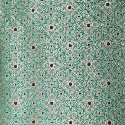 Green Color Pauri Meena Brocade Fabric