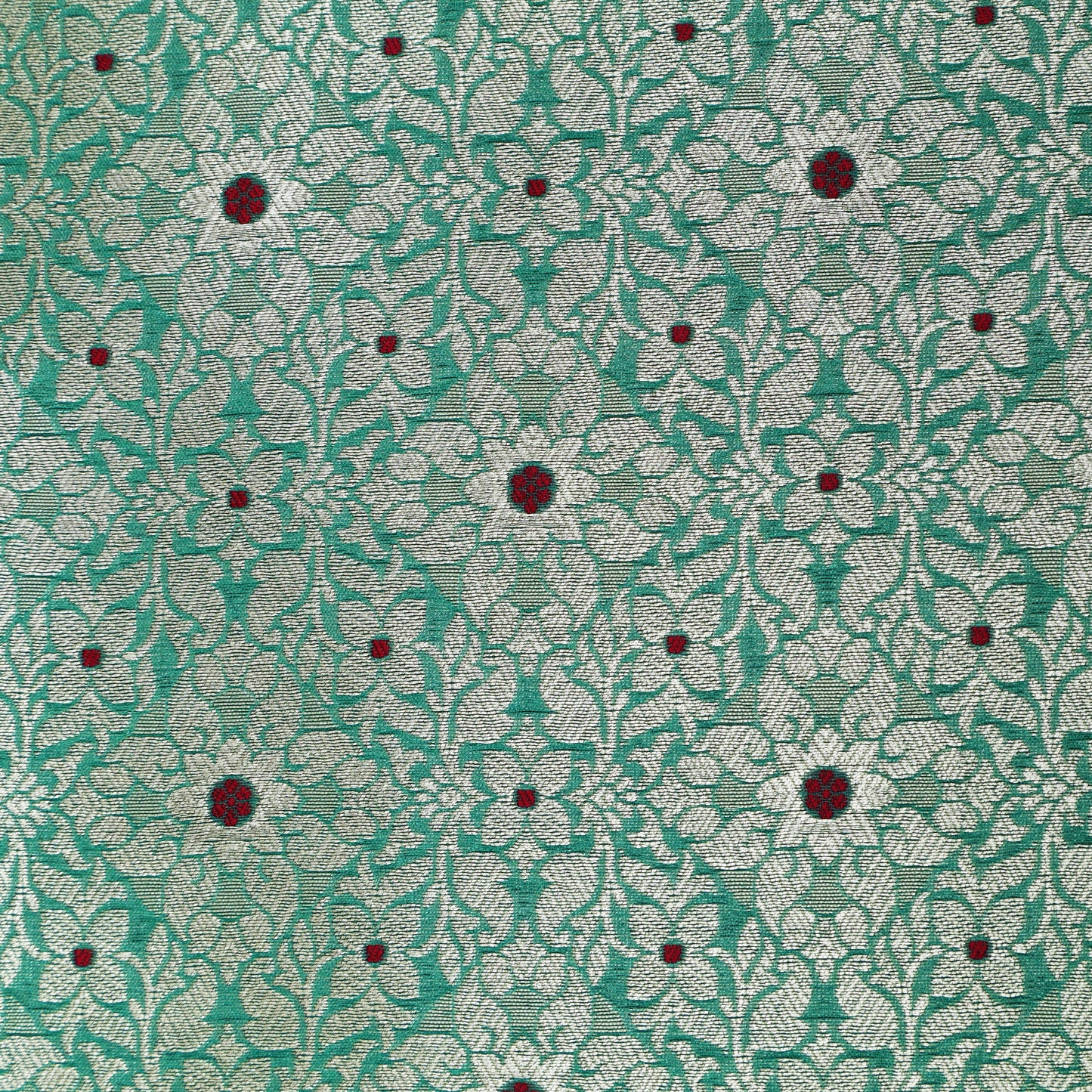 Green Color Pauri Meena Brocade Fabric