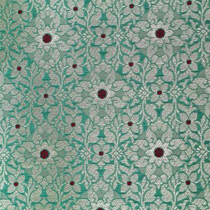 Green Color Pauri Meena Brocade Fabric