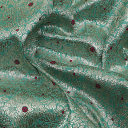 Green Color Pauri Meena Brocade Fabric