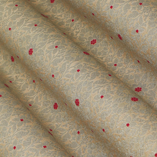 Beige Color Pauri Meena Brocade Fabric