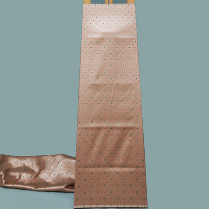 Peach Color Pauri Meena Brocade Fabric