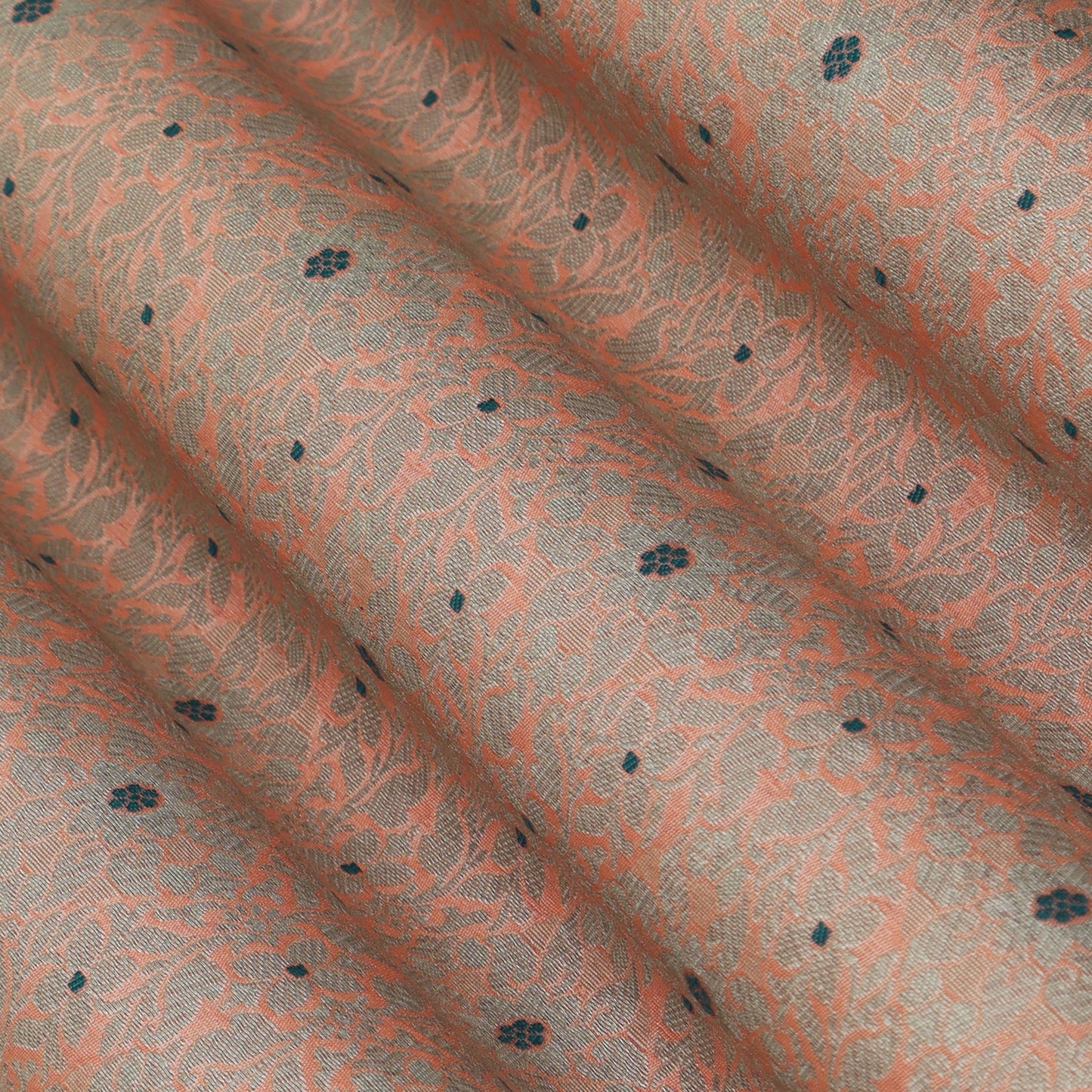 Peach Color Pauri Meena Brocade Fabric