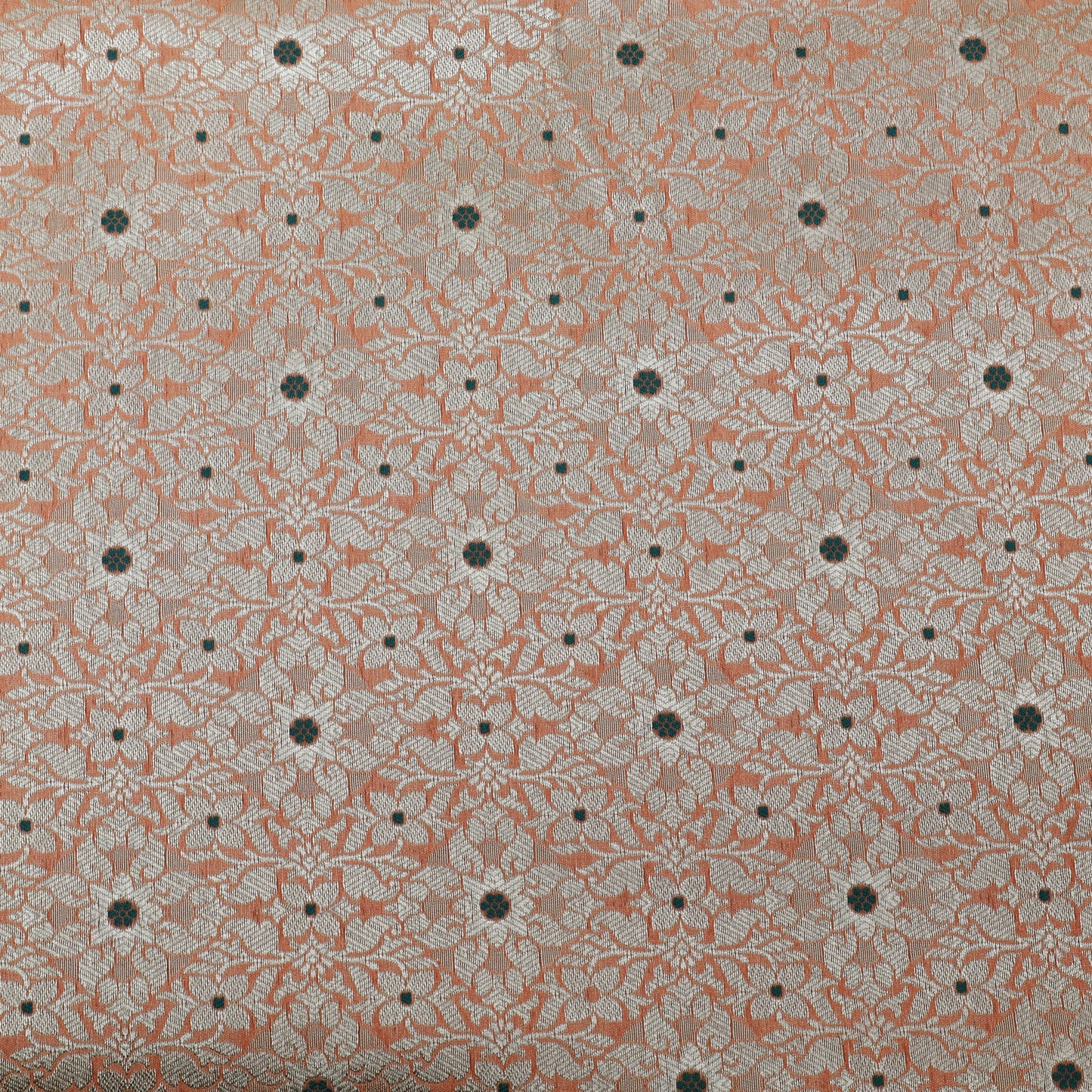 Peach Color Pauri Meena Brocade Fabric