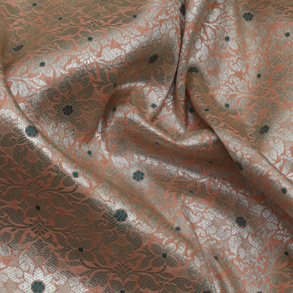 Peach Color Pauri Meena Brocade Fabric