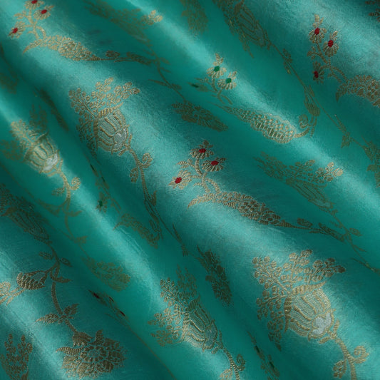 Rama Green Color Brocade Fabric