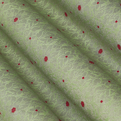 Pista Green Color Pauri Meena Brocade Fabric