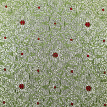 Pista Green Color Pauri Meena Brocade Fabric