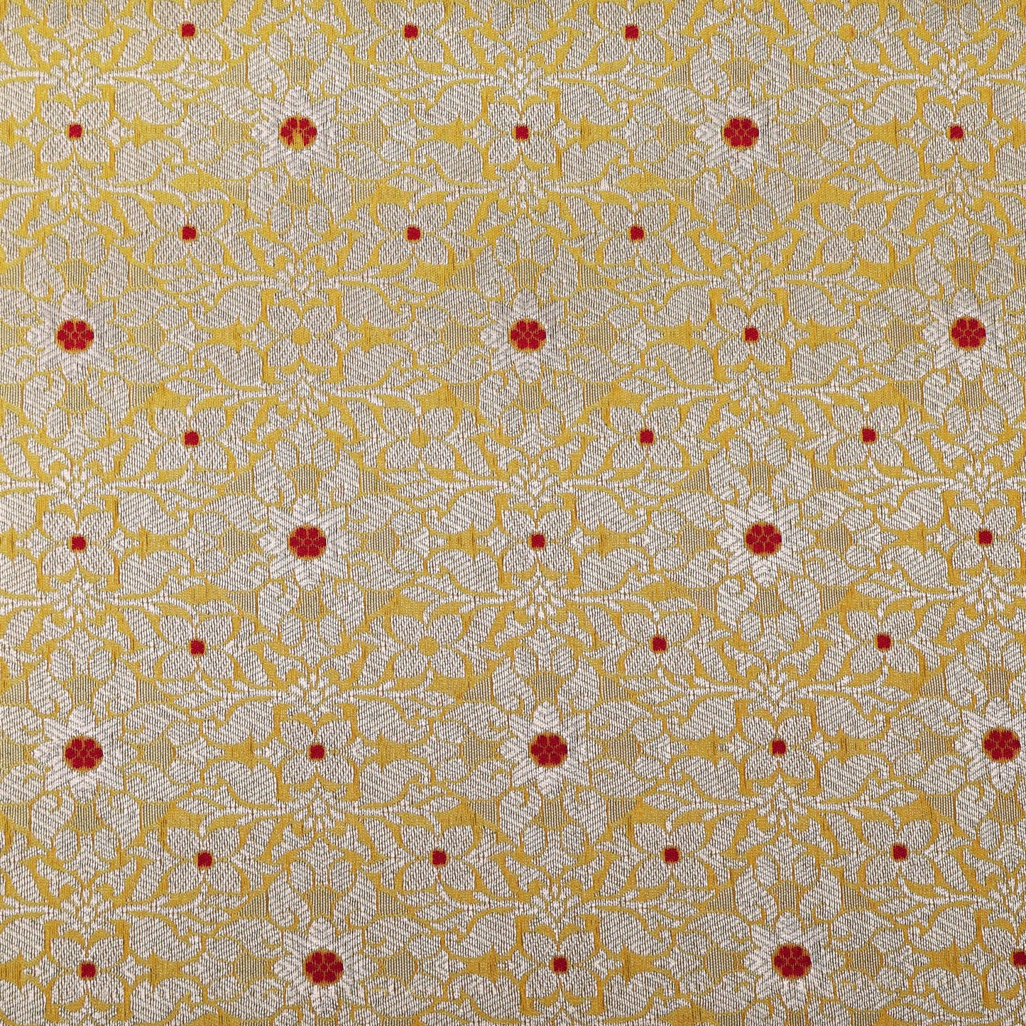 Yellow Color Pauri Meena Brocade Fabric