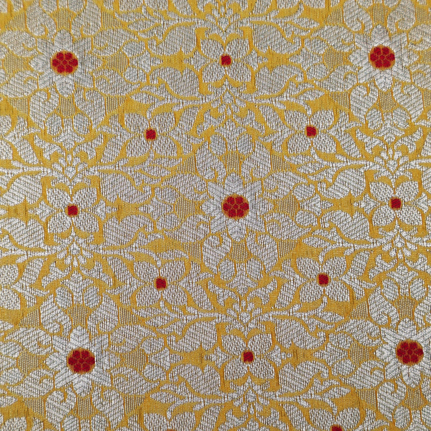 Yellow Color Pauri Meena Brocade Fabric