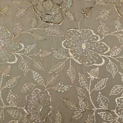 Beige Color Tissue Embroidery Fabric