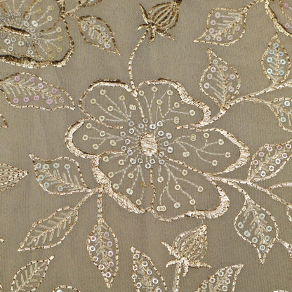 Beige Color Tissue Embroidery Fabric