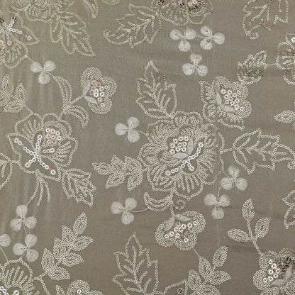 Beige Color Tissue Embroidery Fabric