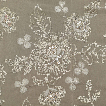 Beige Color Tissue Embroidery Fabric