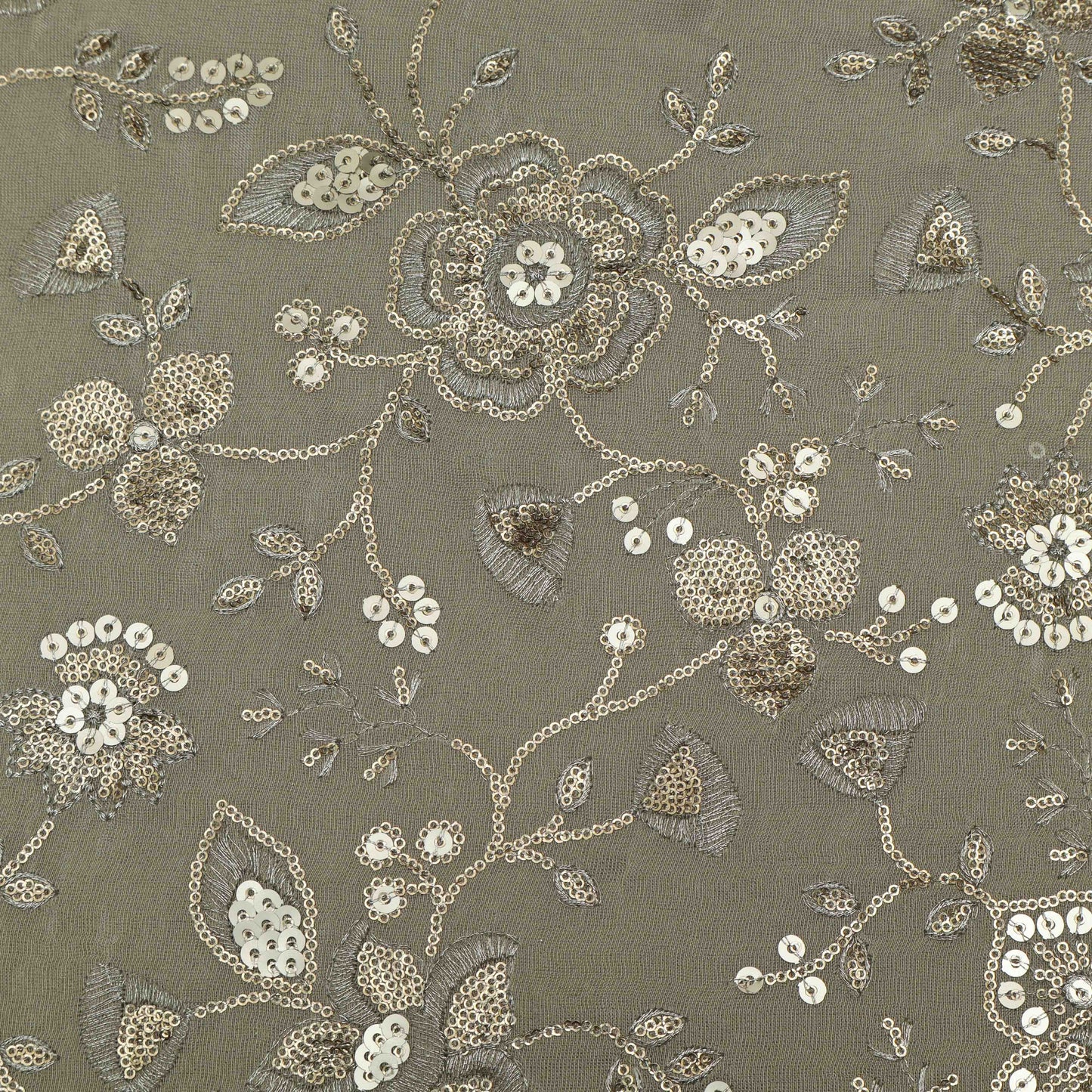 Beige Color Tissue Embroidery Fabric