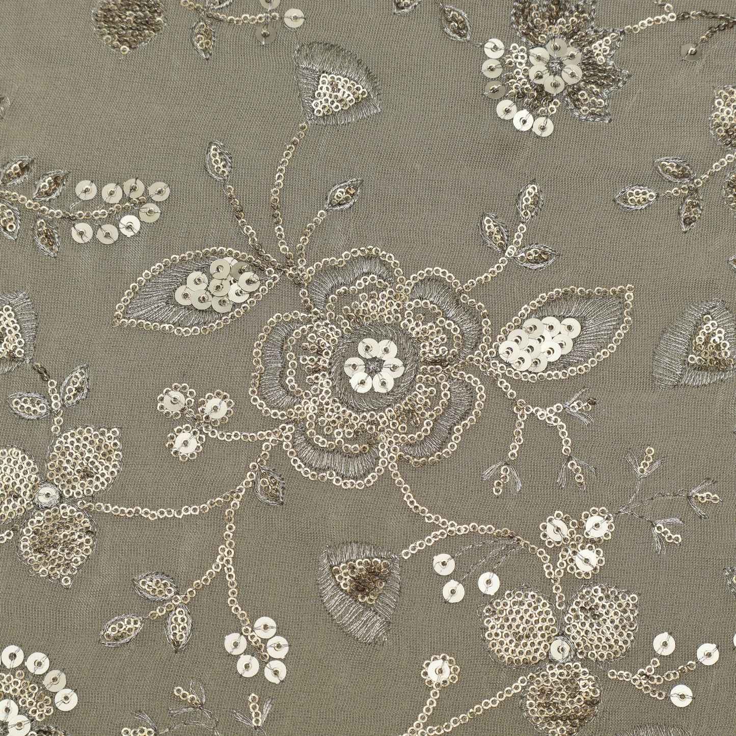 Beige Color Tissue Embroidery Fabric