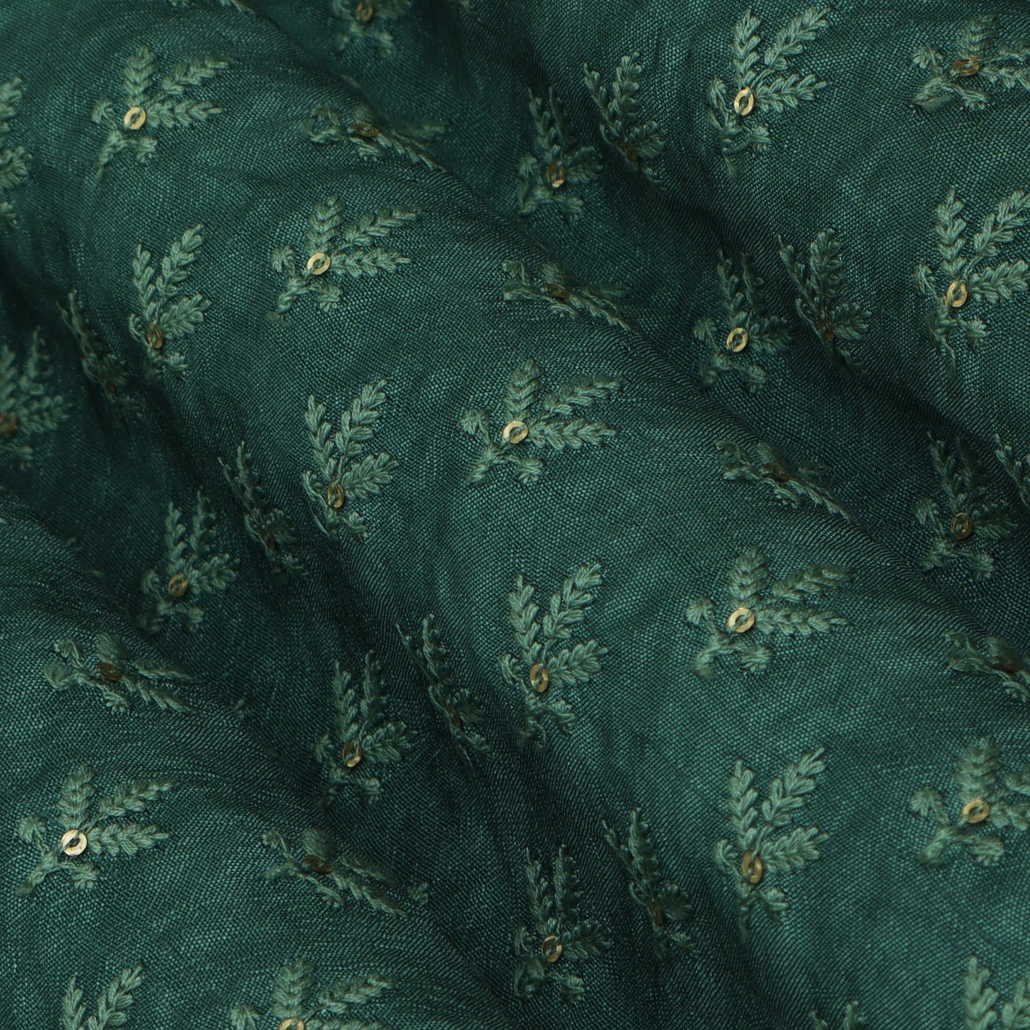 Green Color Slub Silk Booti Fabric