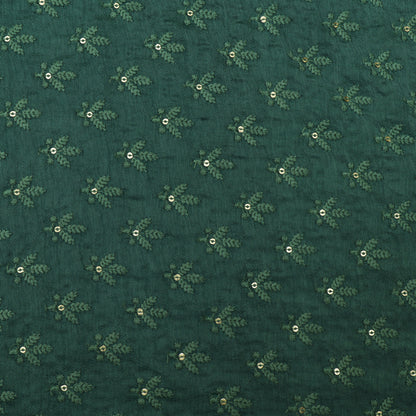 Green Color Slub Silk Booti Fabric