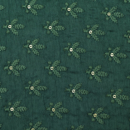 Green Color Slub Silk Booti Fabric