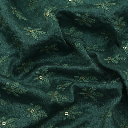 Green Color Slub Silk Booti Fabric