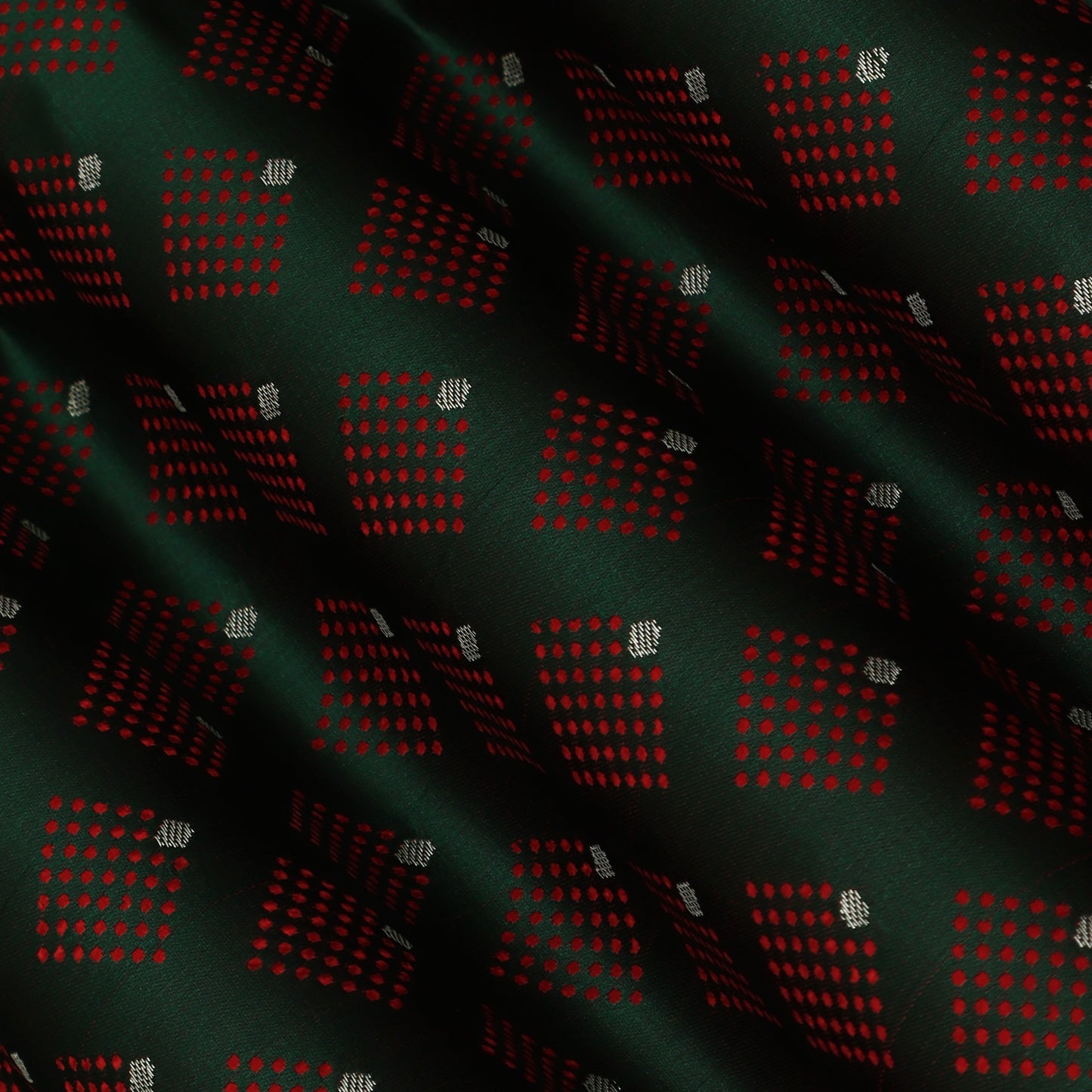 Bottle Green Color Tanchui Brocade Fabric