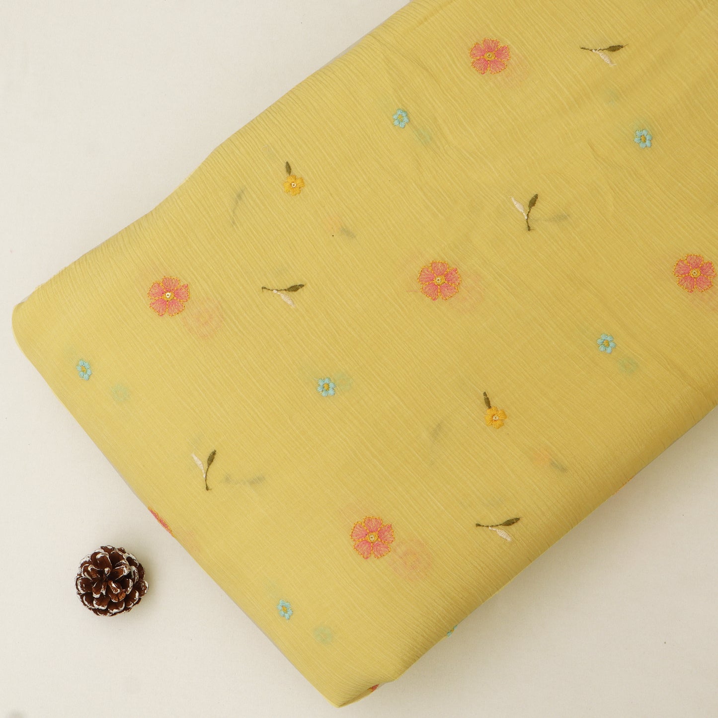Crush Chanderi Embroidery Fabric