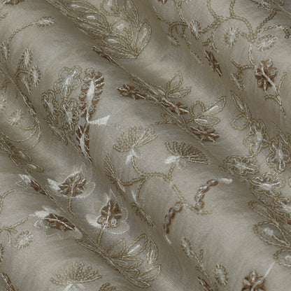 Beige Color Tissue Embroidery Fabric