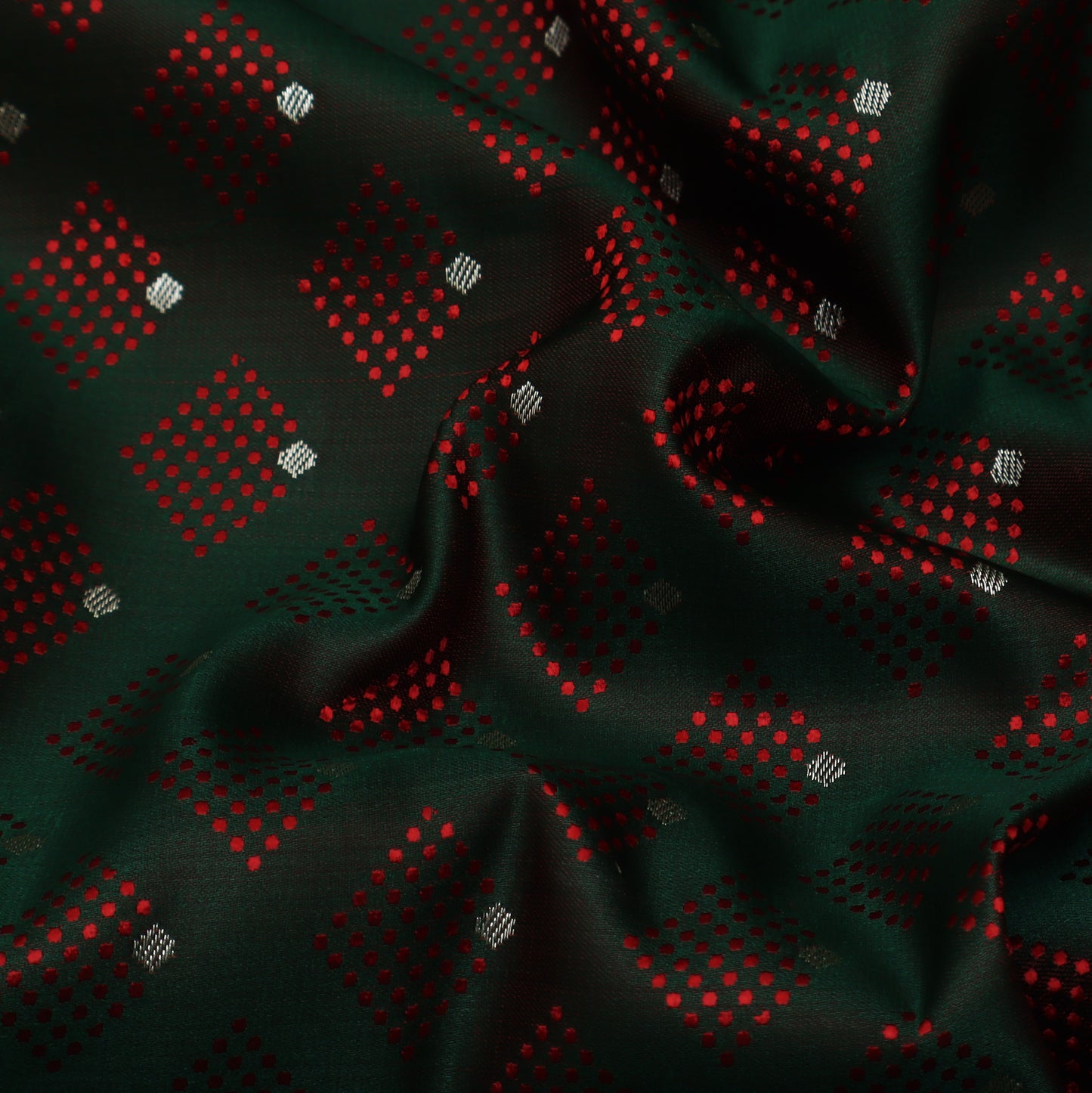 Bottle Green Color Tanchui Brocade Fabric