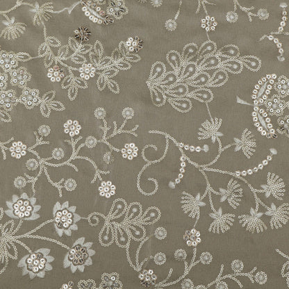 Beige Color Tissue Embroidery Fabric