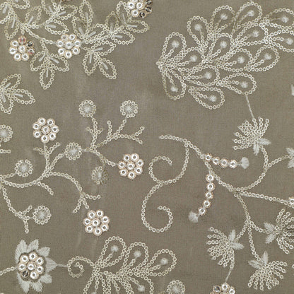 Beige Color Tissue Embroidery Fabric