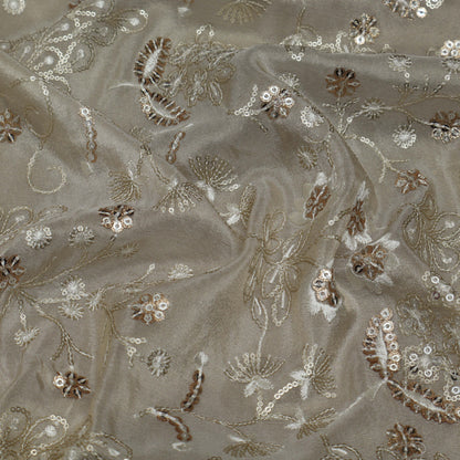 Beige Color Tissue Embroidery Fabric