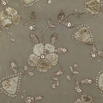 Beige Color Tissue Embroidery Fabric