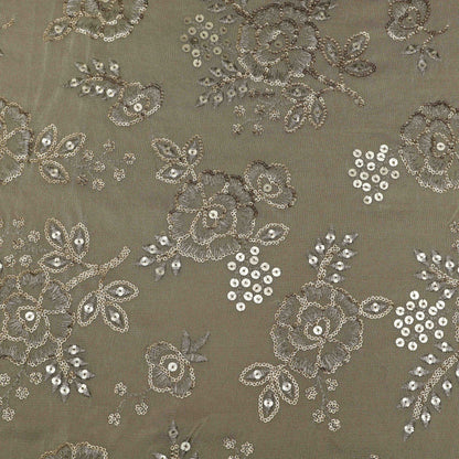 Beige Color Tissue Embroidery Fabric