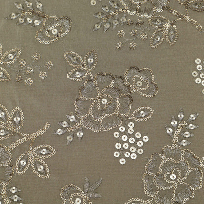 Beige Color Tissue Embroidery Fabric