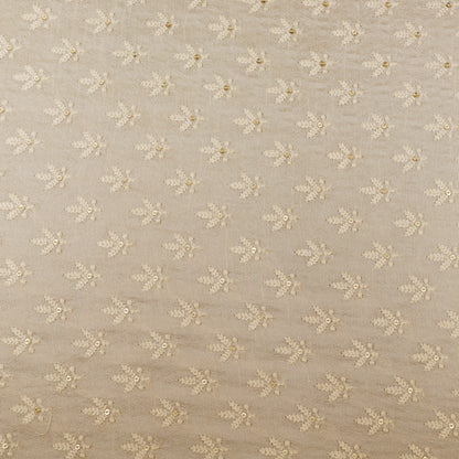 Cream Color Slub Silk Booti Fabric