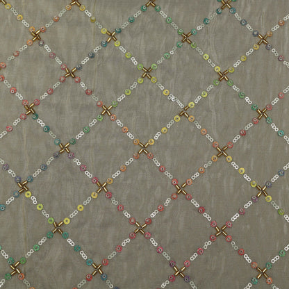 Beige Color Tissue Embroidery Fabric