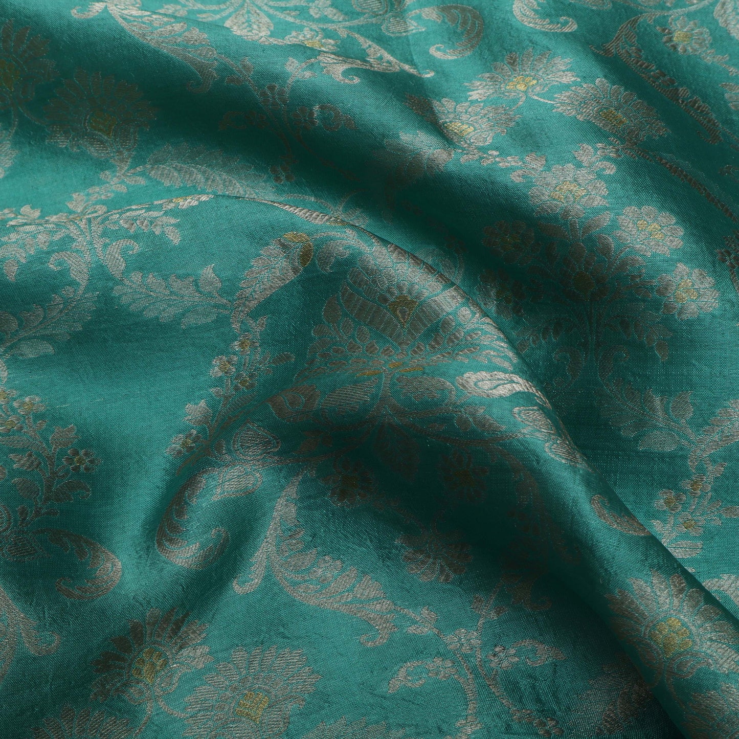 Rama Green Color Brocade Fabric