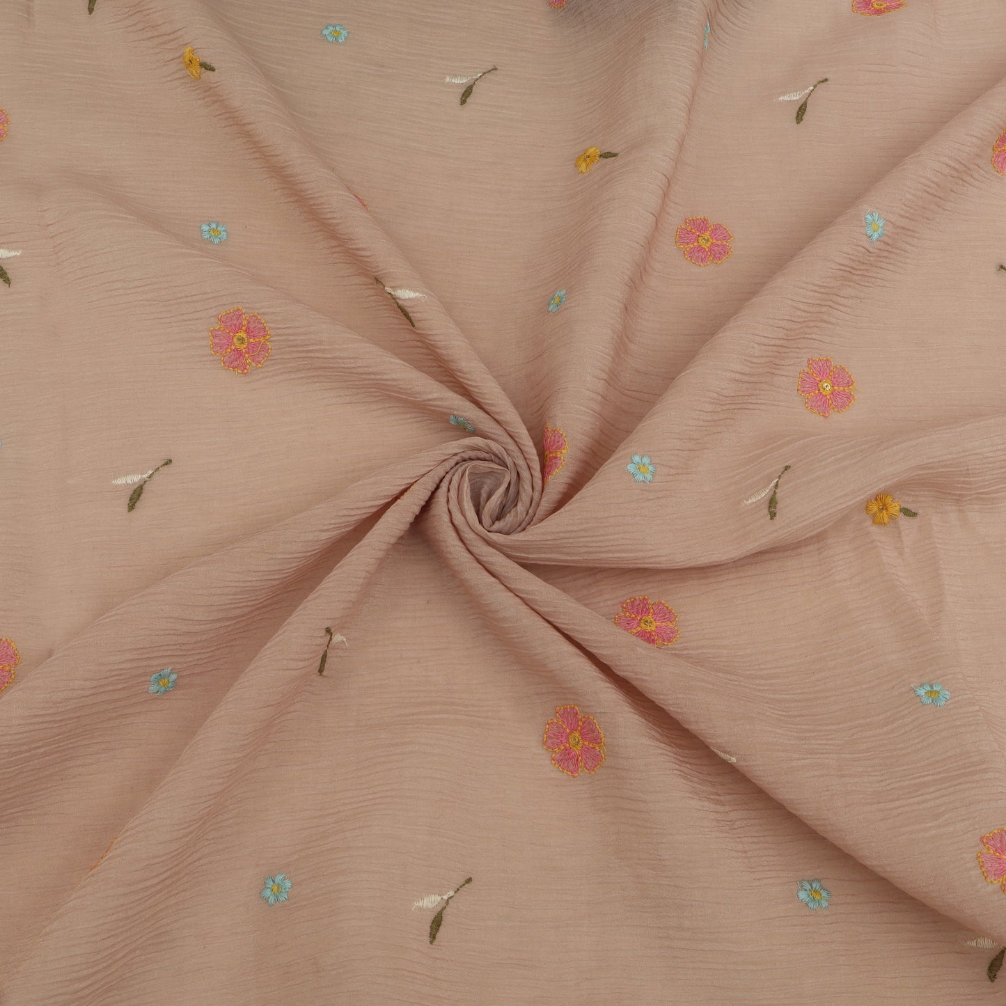 Crush Chanderi Embroidery Fabric