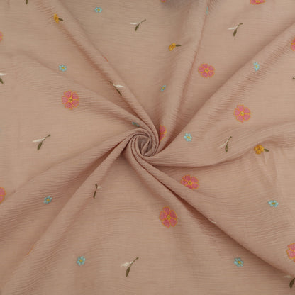 Crush Chanderi Embroidery Fabric