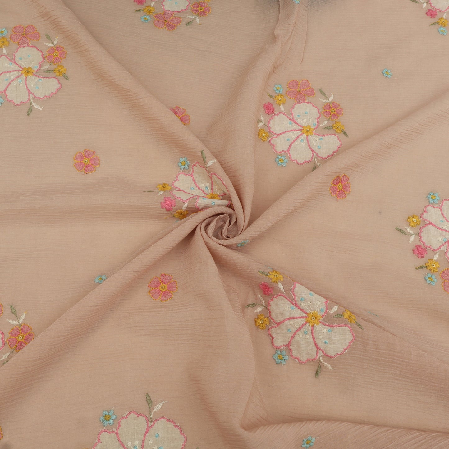 Crush Chanderi Embroidery Fabric