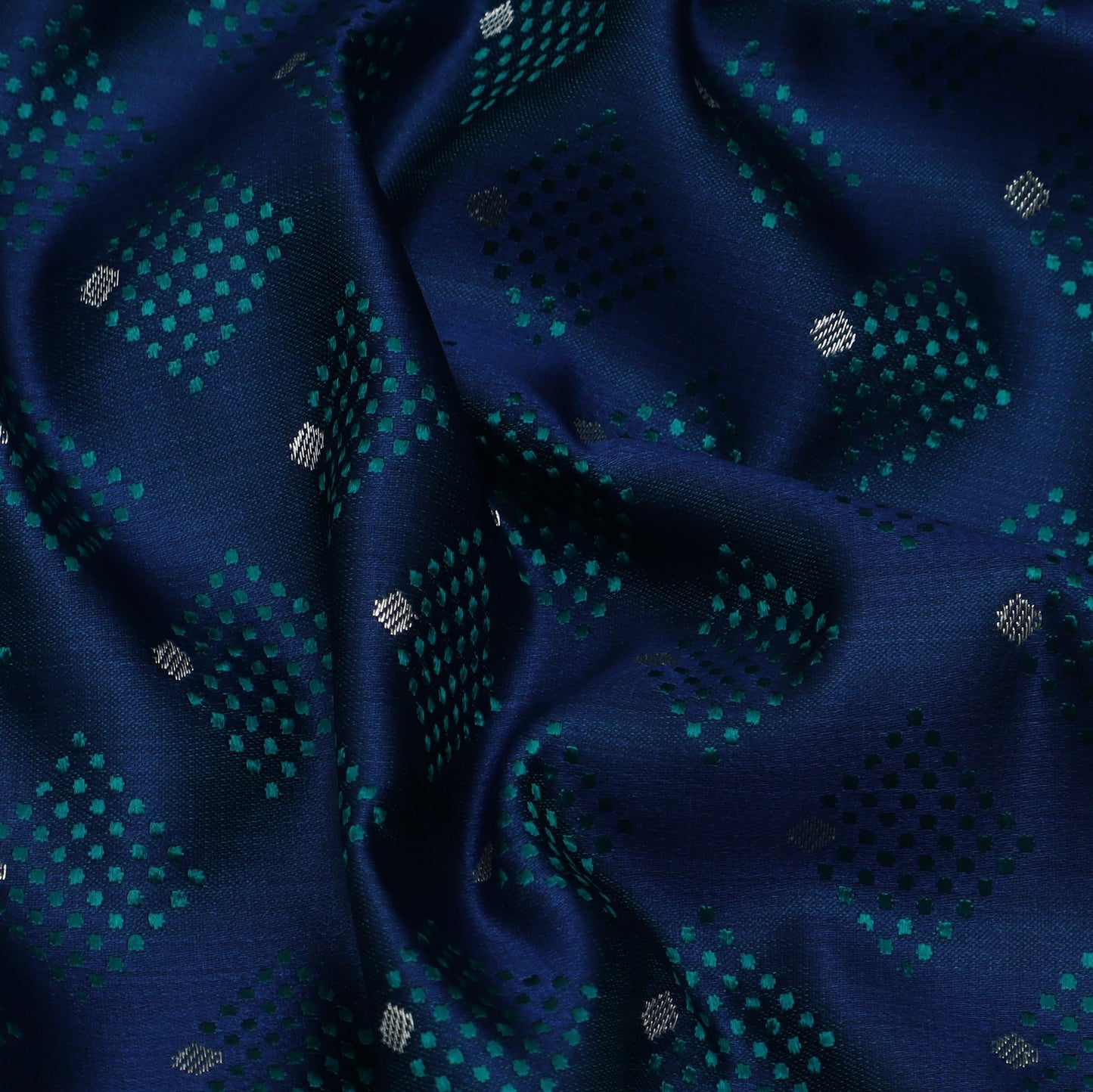 Navy Blue Color Tanchui Brocade Fabric