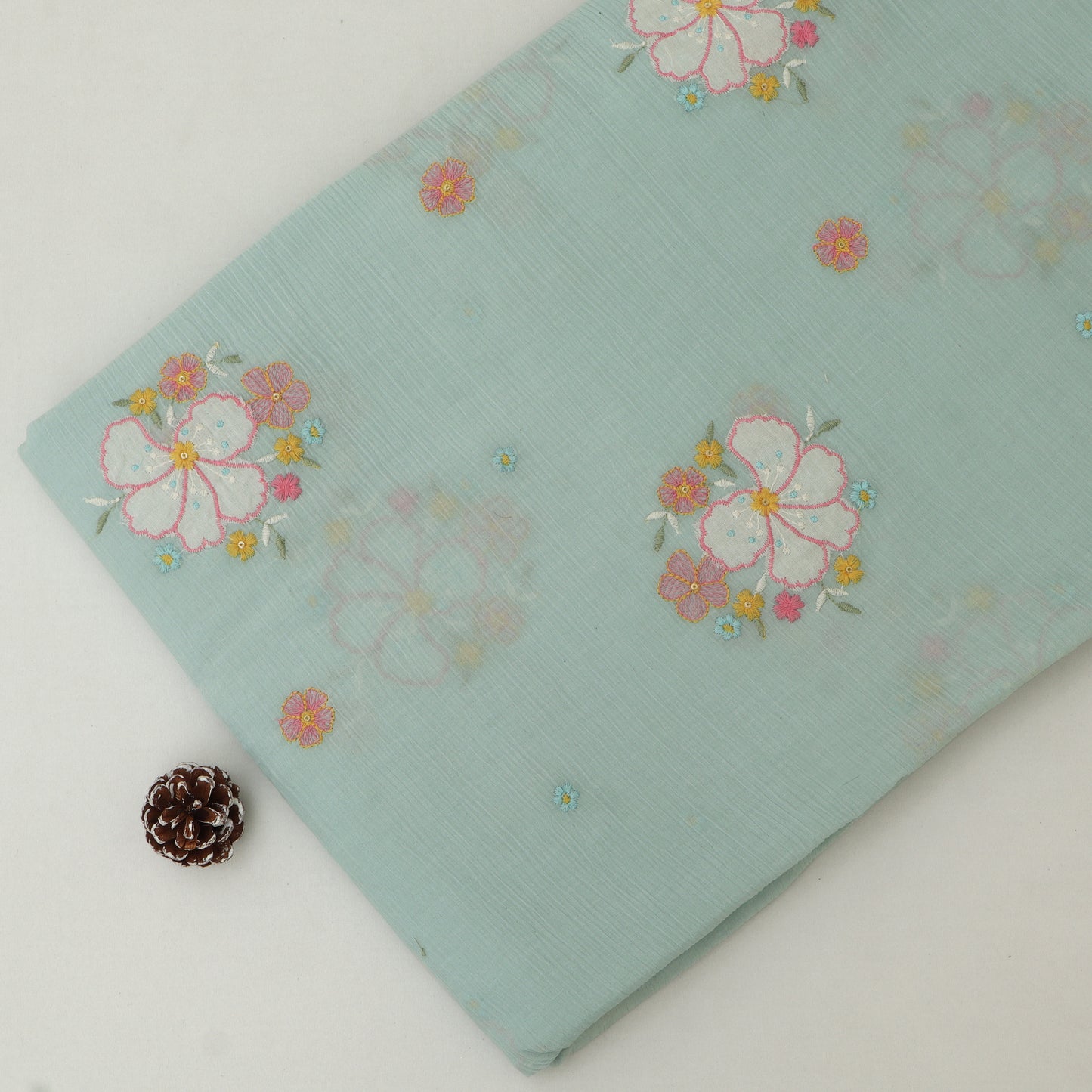 Crush Chanderi Embroidery Fabric