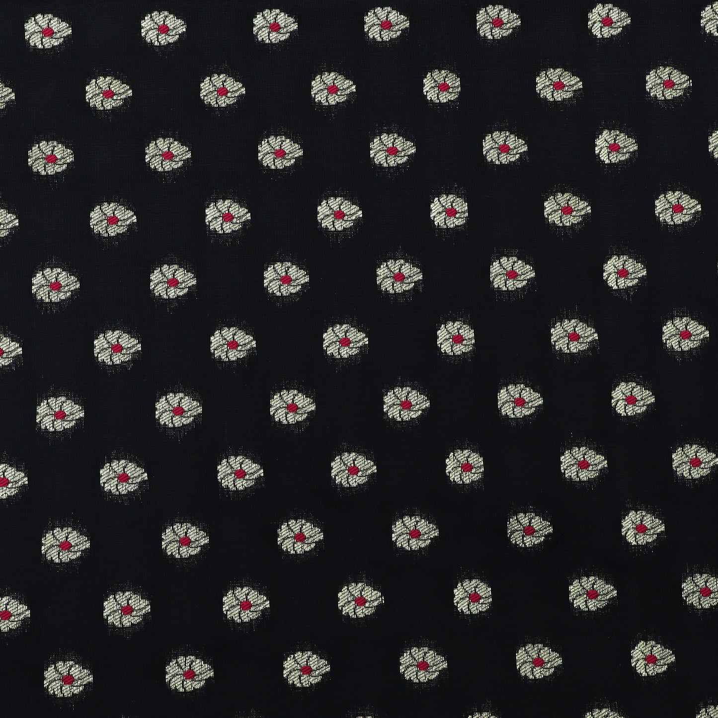 Black Color Katan Meena Booti Brocade Fabric