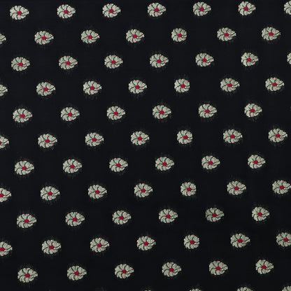 Black Color Katan Meena Booti Brocade Fabric