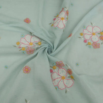 Crush Chanderi Embroidery Fabric