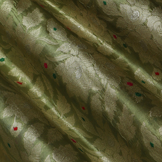 Pista Green Color Brocade Fabric