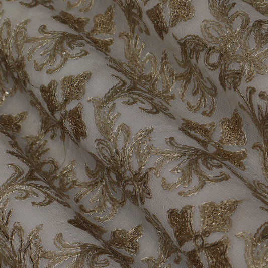 White Color Georgette  Embroidery Fabric