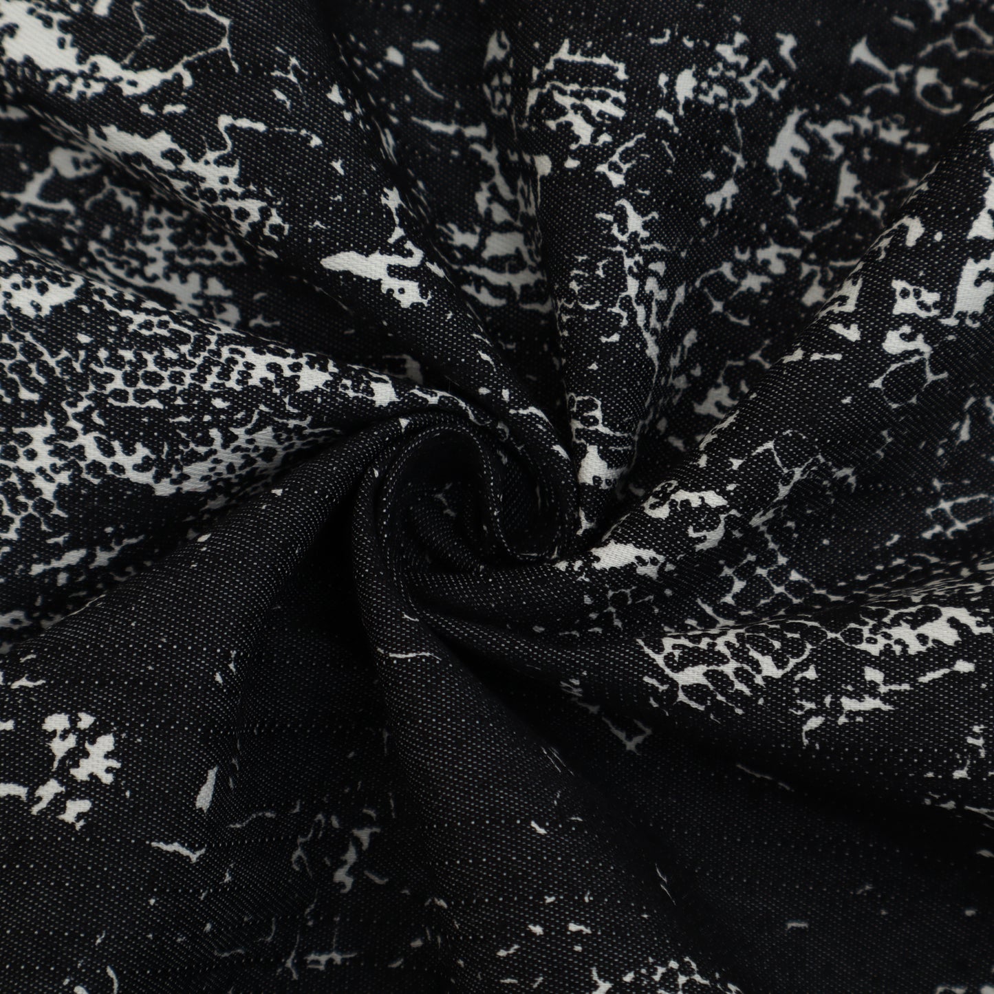 Black Color Denim Shibori Print Fabric